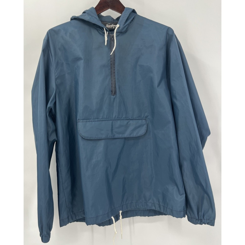 Vtg SportsMaster‎ Unisex Navy Windbreaker Hoodie Golf Jacket Medium USA